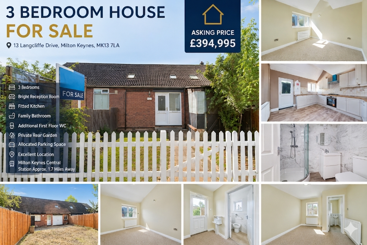 Spacious 3 Bedroom Family Home for Sale in Milton Keynes – MK13 7LA | £425,000
